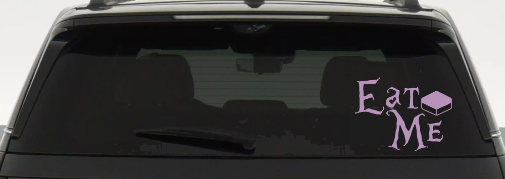 Eat Me Alice Wonderland Vinyl Car or Truck Window Decal Sticker (Lilac)