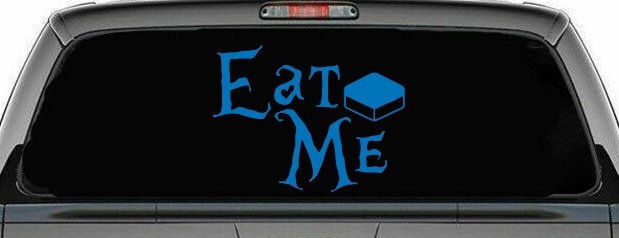 Eat Me Alice Wonderland Vinyl Car or Truck Window Decal Sticker (Sky Blue)