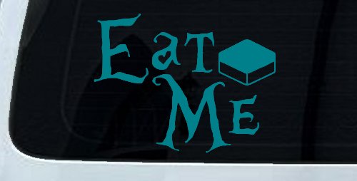 Eat Me Alice Wonderland Vinyl Car or Truck Window Decal Sticker (Turquoise Blue)