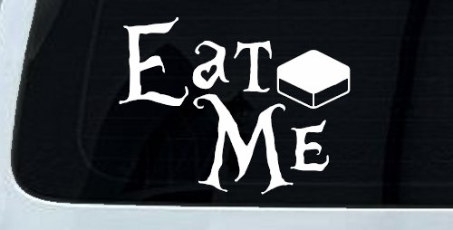 Eat Me Alice Wonderland Vinyl Car or Truck Window Decal Sticker (White)