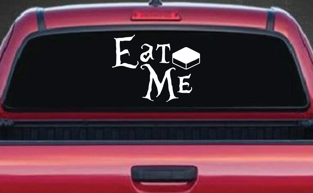 Eat Me Alice Wonderland Vinyl Car or Truck Window Decal Sticker (White)
