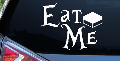 Eat Me Alice Wonderland Vinyl Car or Truck Window Decal Sticker (White)