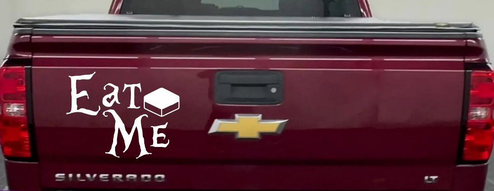 Eat Me Alice Wonderland Vinyl Car or Truck Window Decal Sticker (White)
