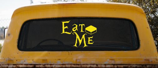 Eat Me Alice Wonderland Vinyl Car or Truck Window Decal Sticker (Yellow)