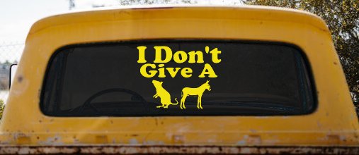 I Don't Give A Rats Ass Vinyl Car or Truck Window Decal Sticker (Yellow)