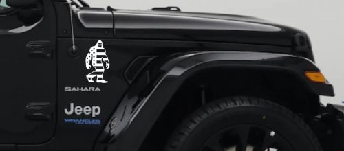 American Flag Bigfoot Vinyl Car or Truck Window Decal Sticker (White)