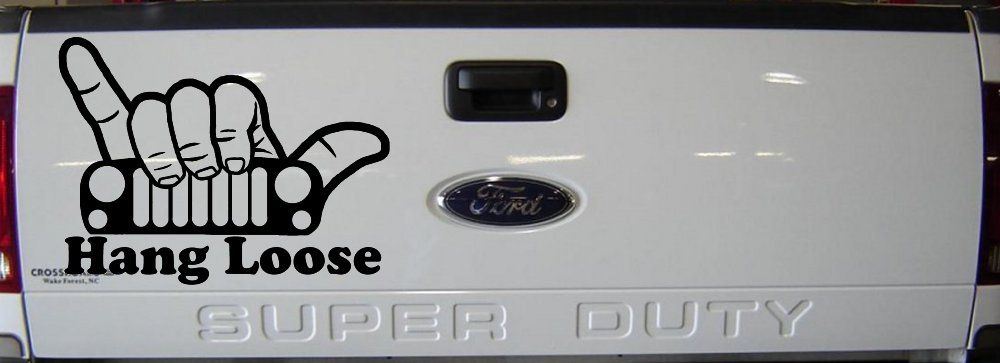Hang Loose in a Jeep Car or Truck Window Vinyl Decal Sticker (Black)