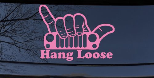 Hang Loose in a Jeep Car or Truck Window Decal Sticker (Pink)