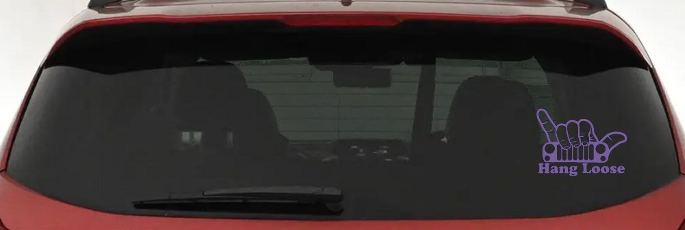 Hang Loose in a Jeep Car or Truck Window Vinyl Decal Sticker (Purple)