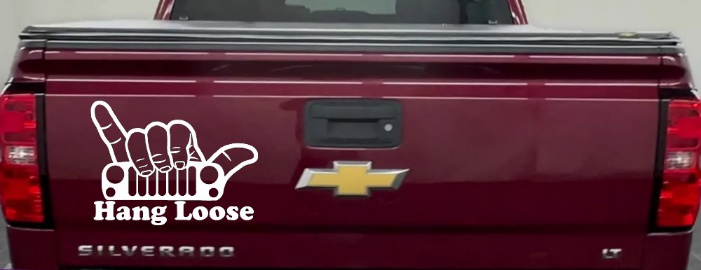Hang Loose in a Jeep Car or Truck Window Vinyl Decal Sticker (White)