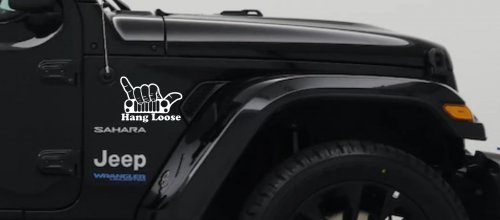 Hang Loose in a Jeep Car or Truck Window Vinyl Decal Sticker (White)