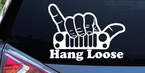 Hang Loose in a Jeep Car or Truck Window Decal Sticker (White)