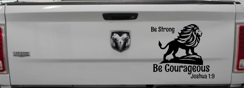 Be Strong Be Courageous Joshua 1:9 Car or Truck Window Vinyl Decal Sticker (Black)