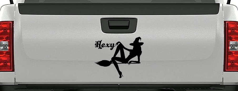 Hexy Sexy Witch Car or Truck Window Vinyl Decal Sticker (Black)