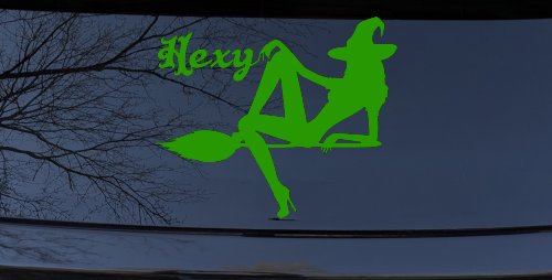 Hexy Sexy Witch Car or Truck Window Vinyl Decal Sticker (Lime)