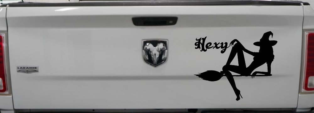 Hexy Sexy Witch Car or Truck Window Vinyl Decal Sticker (Matte Black)