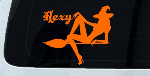 Hexy Sexy Witch Car or Truck Window Vinyl Decal Sticker (Orange)
