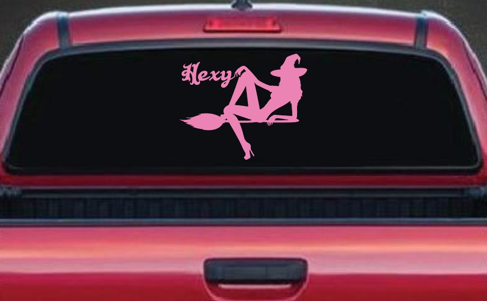 Hexy Sexy Witch Car or Truck Window Vinyl Decal Sticker (Pink)