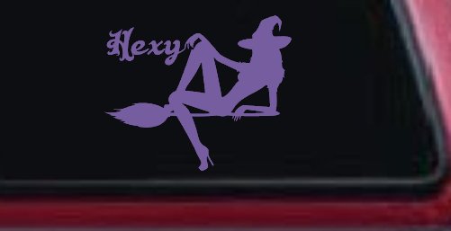 Hexy Sexy Witch Car or Truck Window Vinyl Decal Sticker (Purple)