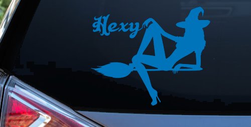 Hexy Sexy Witch Car or Truck Window Vinyl Decal Sticker (Sky Blue)