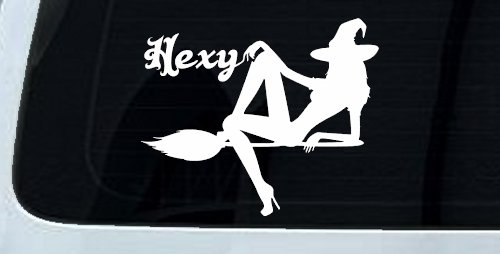 Hexy Sexy Witch Car or Truck Window Vinyl Decal Sticker (White)