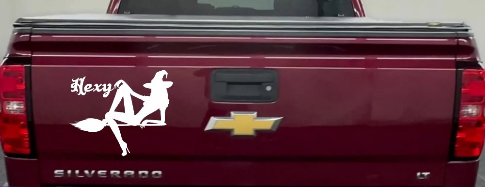 Hexy Sexy Witch Car or Truck Window Vinyl Decal Sticker (White)