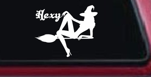 Hexy Sexy Witch Car or Truck Window Vinyl Decal Sticker (White)