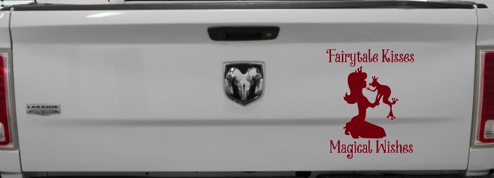 Fairytale Kisses Magical Wishes Car or Truck Window Vinyl Decal Sticker (Burgundy)