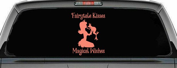 Fairytale Kisses Magical Wishes Car or Truck Window Vinyl Decal Sticker (Coral)