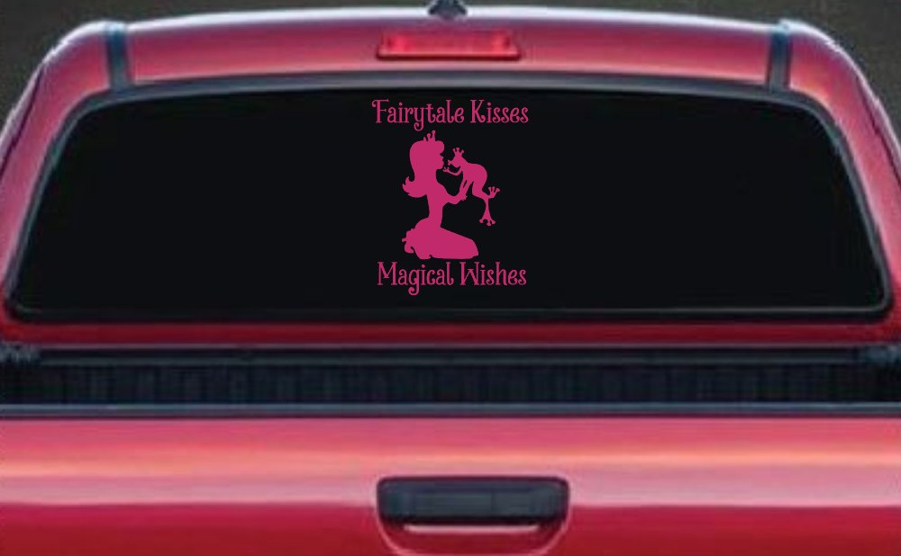Fairytale Kisses Magical Wishes Car or Truck Window Vinyl Decal Sticker (Hot Pink)