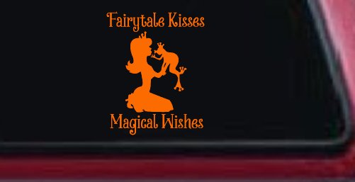 Fairytale Kisses Magical Wishes Car or Truck Window Vinyl Decal Sticker (Orange)