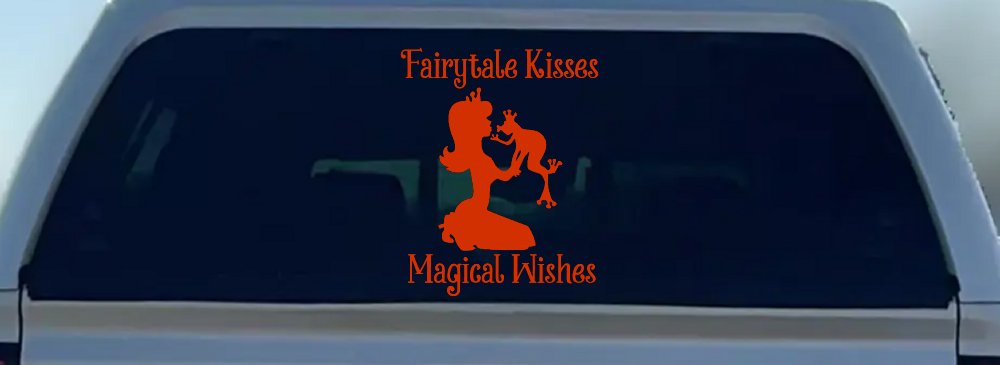 Fairytale Kisses Magical Wishes Car or Truck Window Vinyl Decal Sticker (Orange Red)