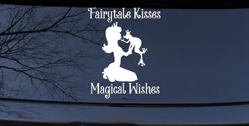 Fairytale Kisses Magical Wishes Car or Truck Window Vinyl Decal Sticker (White)
