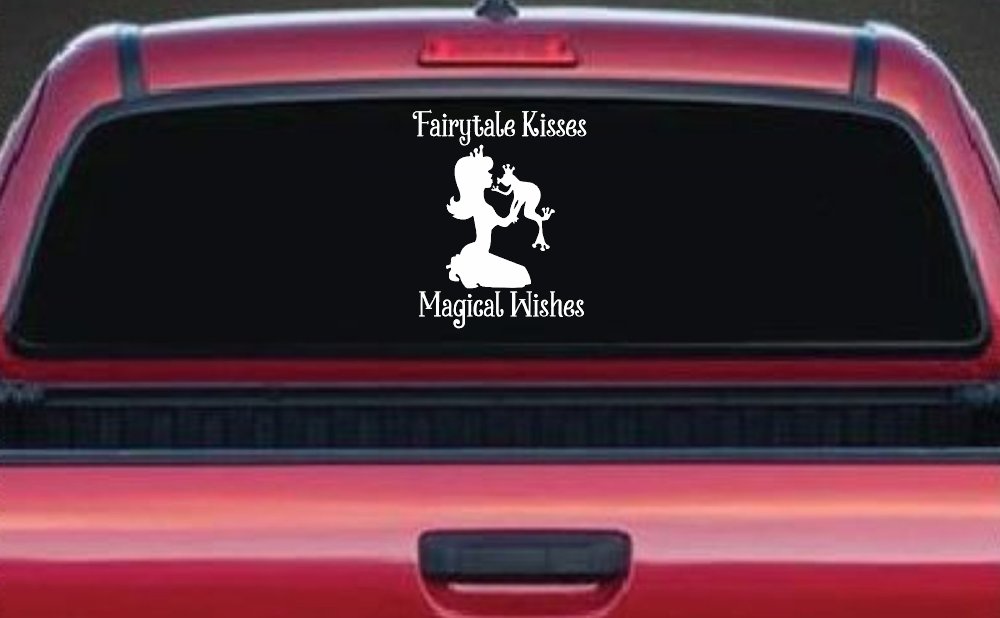 Fairytale Kisses Magical Wishes Car or Truck Window Vinyl Decal Sticker (White)