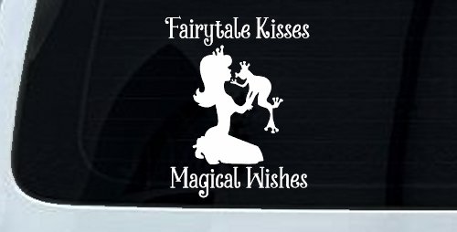 Fairytale Kisses Magical Wishes Car or Truck Window Vinyl Decal Sticker (White)