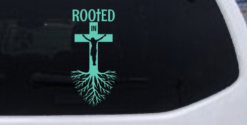 Rooted in Christ Car or Truck Window Vinyl Decal Sticker (Mint)