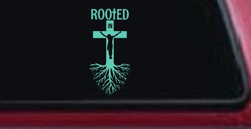 Rooted in Christ Car or Truck Window Vinyl Decal Sticker (Mint)