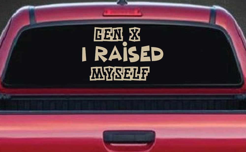 Gen X I Raised Myself Car or Truck Window Vinyl Decal Sticker (Desert Sand)