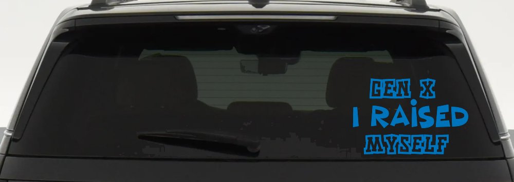 Gen X I Raised Myself Car or Truck Window Decal Sticker (Sky Blue)