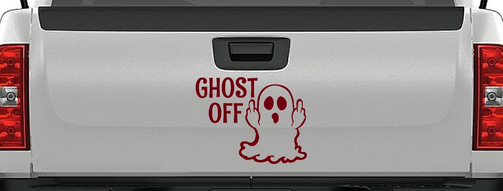 Ghost Off Funny Halloween Car or Truck Window Vinyl Decal Sticker (Burgundy)