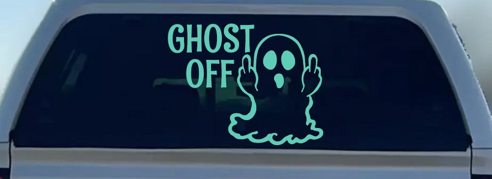 Ghost Off Funny Halloween Car or Truck Window Decal Sticker (Mint)