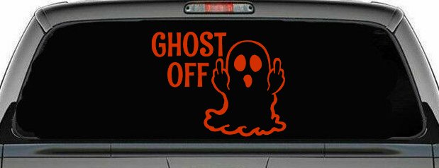 Ghost Off Funny Halloween Car or Truck Window Vinyl Decal Sticker (Orange Red)