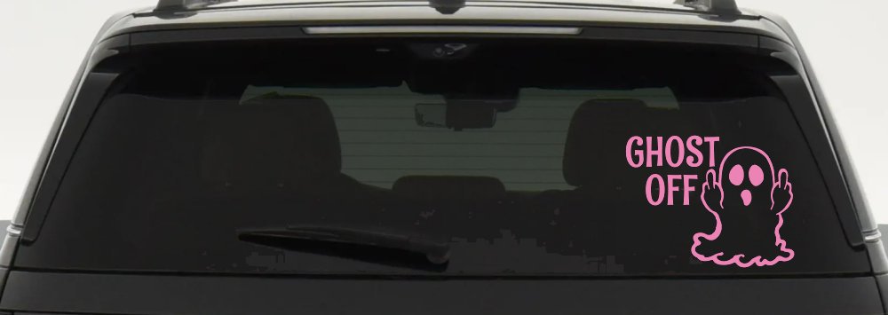 Ghost Off Funny Halloween Car or Truck Window Vinyl Decal Sticker (Pink)
