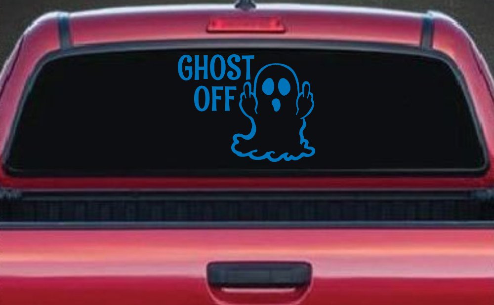 Ghost Off Funny Halloween Car or Truck Window Decal Sticker (Sky Blue)