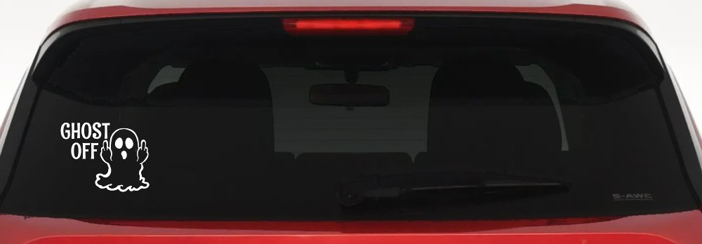 Ghost Off Funny Halloween Car or Truck Window Decal Sticker (White)