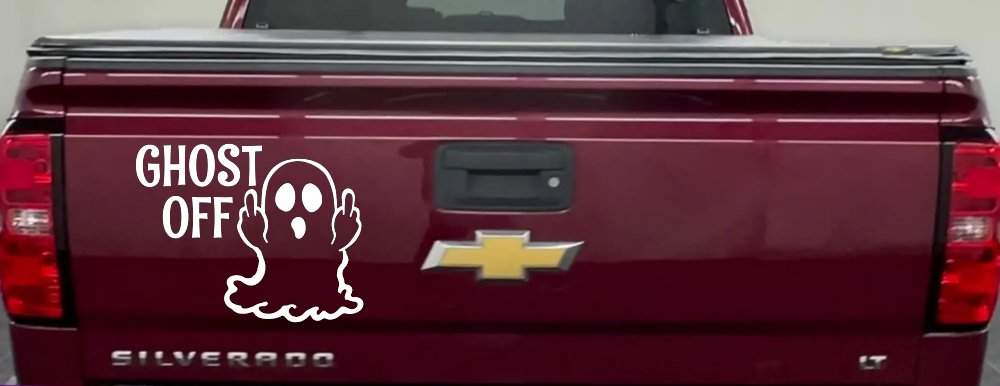 Ghost Off Funny Halloween Car or Truck Window Vinyl Decal Sticker (White)