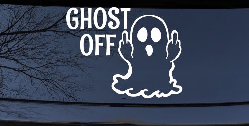 Ghost Off Funny Halloween Car or Truck Window Vinyl Decal Sticker (White)