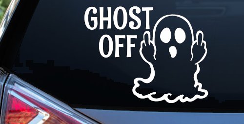 Ghost Off Funny Halloween Car or Truck Window Decal Sticker (White)