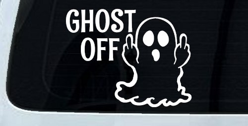 Ghost Off Funny Halloween Car or Truck Window Decal Sticker (White)