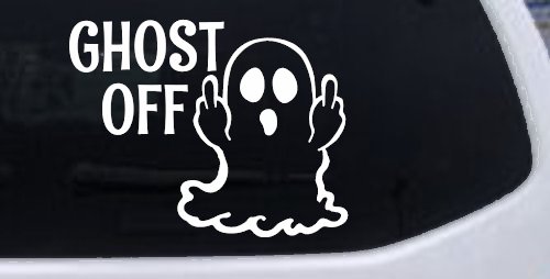 Ghost Off Funny Halloween Car or Truck Window Decal Sticker (White)